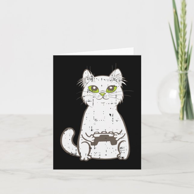 Spel Cat Video Game Controller Cute Gaming Geek G Kort (Framsida)