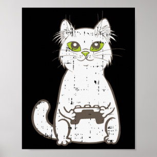 Spel Cat Video Game Controller Cute Gaming Geek G Poster