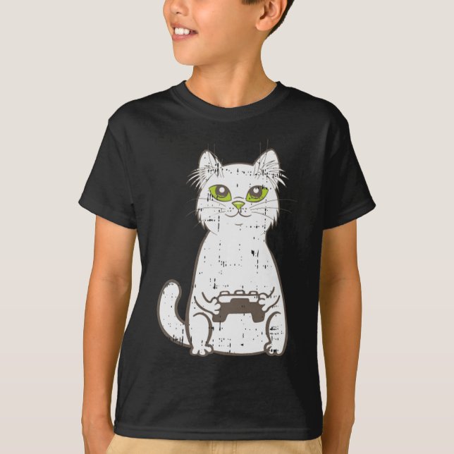 Spel Cat Video Game Controller Cute Gaming Geek G T Shirt (Framsida)