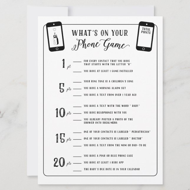 Spel för babyskor Vad finns på ditt mobila spel? Inbjudningar (Framsida)