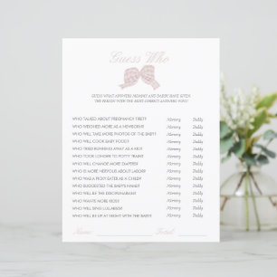 Spel för gissning av rosa båge baby shower