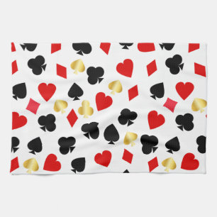 Spel för kasino Red, Black och Guld Card Kostym Kökshandduk