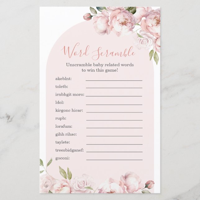 Spel för små flickor med rosa blommor - Ordspelet (Framsida)