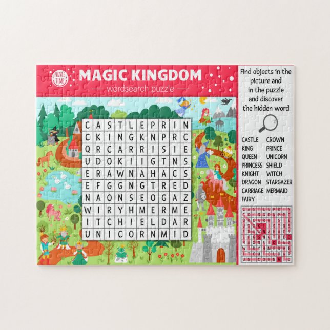 Spel för sökbarn i Magic Castle Ord Pussel (Horisontell)