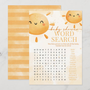 Spel för Sol Solshine Ord Search Baby Shower Game Inbjudningar