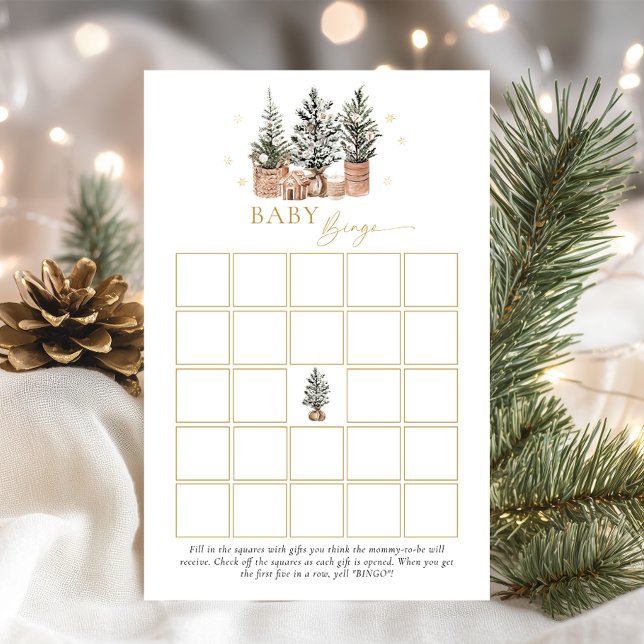 Spel för Winter Rustic Baby Bingo Baby Shower Game (Skapare uppladdad)