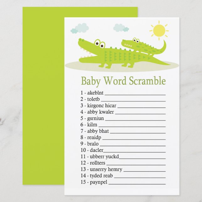 Spel från Alligator Baby ord (Fram/baksida)