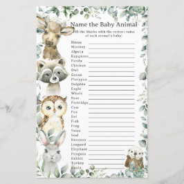 Spel från Woodland Animals Greenery Namn Baby djur