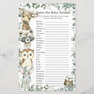 Spel från Woodland Animals Greenery Namn Baby djur