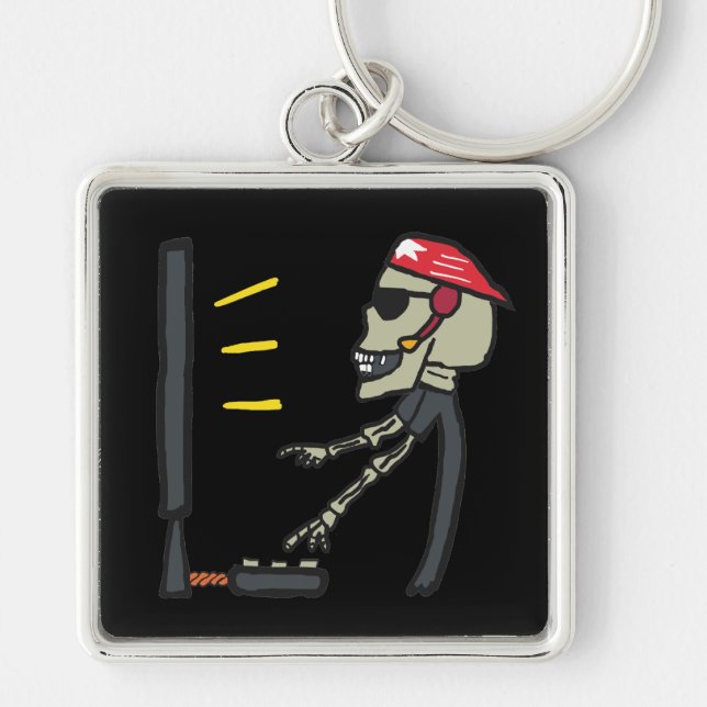 Spel Fyrkantig Silverfärgad Nyckelring (Framsidan)