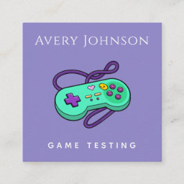 Spel Game Tester Modern Grönt Joystick Retro Geek Fyrkantigt Visitkort