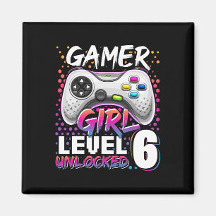 Spel Girl Level 6 Unlock Video Game 6e Birthda Magnet