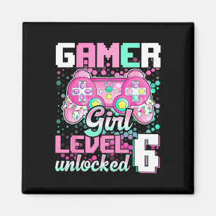 Spel Girl Level 6 Unlock Video Game 6e Birthda Magnet