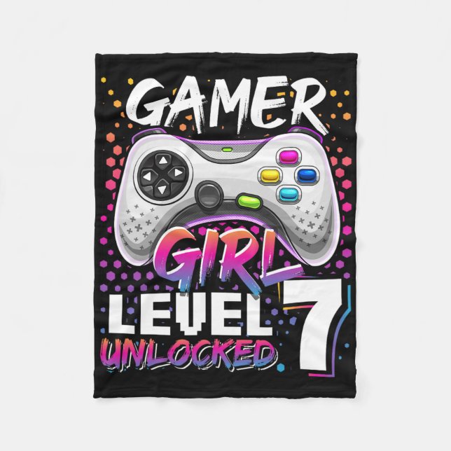 Spel Girl Level 7 Unlock Video Game 7:e Birthda Fleecefilt (Framsidan)