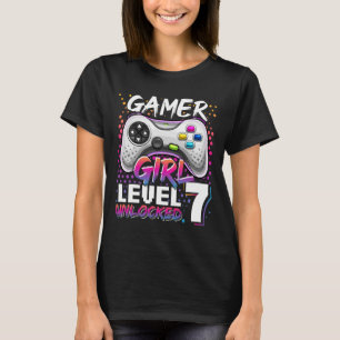 Spel Girl Level 7 Unlock Video Game 7:e Birthda T Shirt