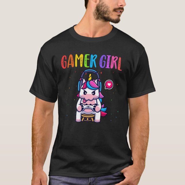 Spel Girl Unicorn Gaming Cute Video Game T Shirt (Framsida)