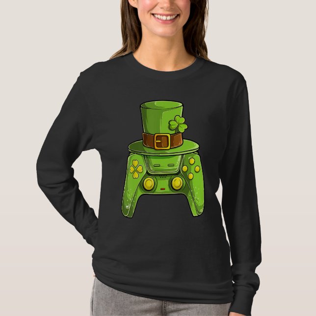 Spel Grön Lucky Shamrock St Patrick's Day T Shirt (Framsida)