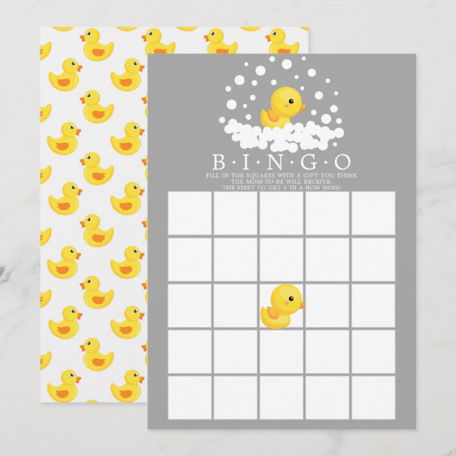 Spel i Anka BINGO-babykläder i Cute Rubber Inbjudningar (Fram/baksida)