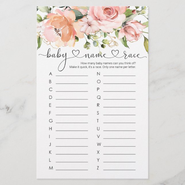 Spel i baby Namn Tävling, Blommigt Ro babykläder i (Framsida)