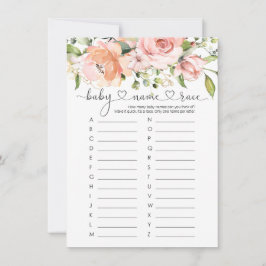 Spel i baby Namn Tävling, Blommigt Ro babykläder i Inbjudningar