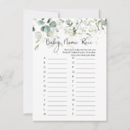 Spel i baby Namn Tävling, Eucalyptus Baby Shower G Inbjudningar