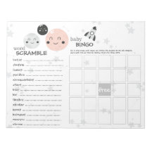 Spel i Cute Rosa Kawaii Planet & Måne Baby Shower