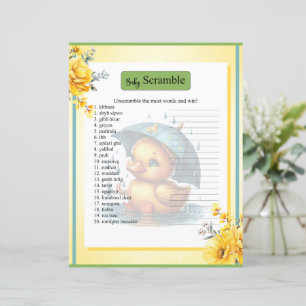 Spel i Cute Rubber Anka Baby Shower Ord Scramam Ga