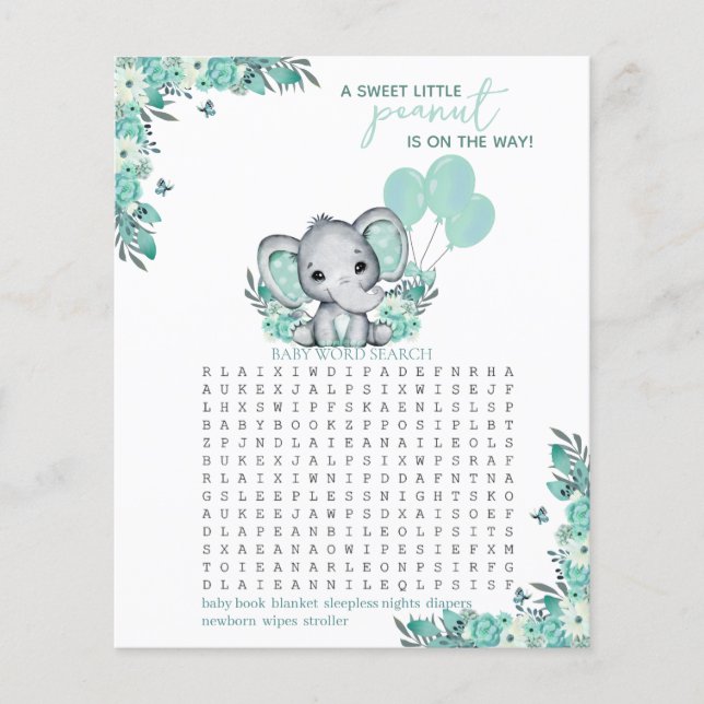 Spel i Elephant Neutralt Baby Shower-spel (Framsida)