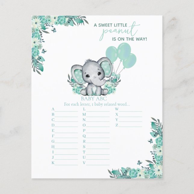 Spel i Elephant Neutralt Baby Shower-spel (Framsida)