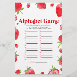 Spel i jordgubbsberry Alphabet Baby Shower Game Brevpapper