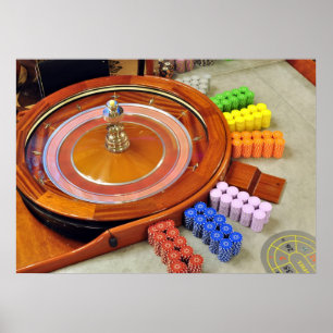 Spel i kasino roulette-snurrande spel poster