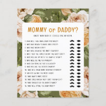 Spel i mamma eller pappa Fall Baby Shower Games