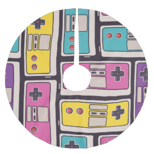 Spel Joysticks Colorful Vintage Tapet Julgransmatta Borstad Polyester