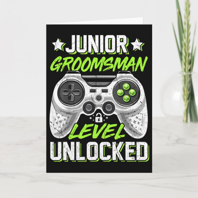 Spel Junior Groomsman Level UnLocker Video Gaming Kort (Framsida)
