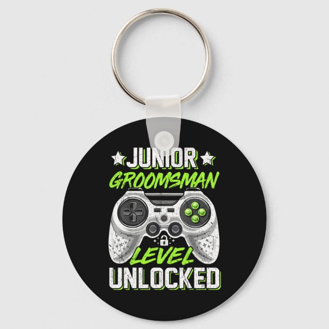 Spel Junior Groomsman Level UnLocker Video Gaming Nyckelring (Framsida)