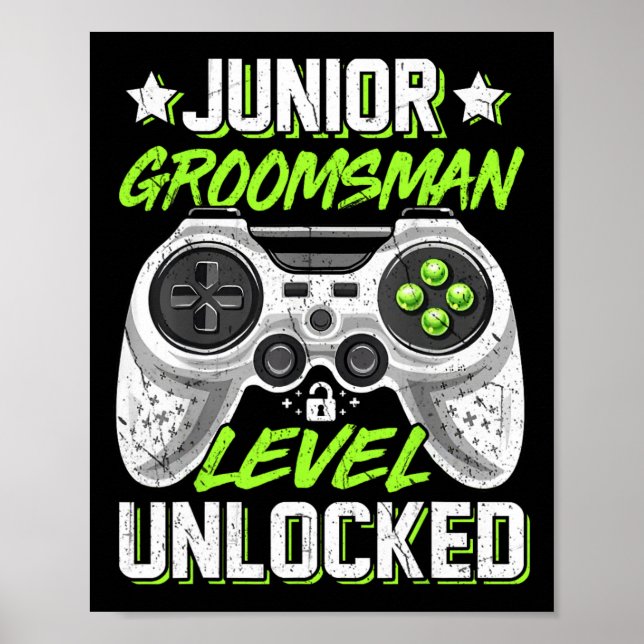 Spel Junior Groomsman Level UnLocker Video Gaming Poster (Framsidan)