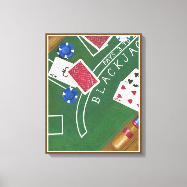 Spel med Blackjack med Chip av Chariklia Zarris Canvastryck (Framsida)