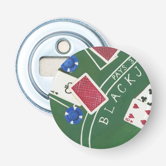 Spel med Blackjack med Chip av Chariklia Zarris Flasköppnare (Framsidan)