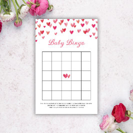 Spel med rosa hjärtan för bebisbingo