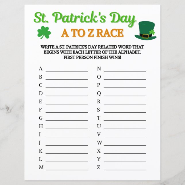 Spel mellan St. Patrick och Z Tävling (Framsida)