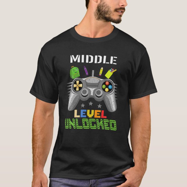 Spel-Mitten-skolnivån har låst upp spelet tillbaka T Shirt (Framsida)
