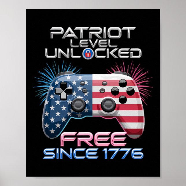 Spel-nivå olåst patriot 4:e juli i spelande poster (Framsidan)