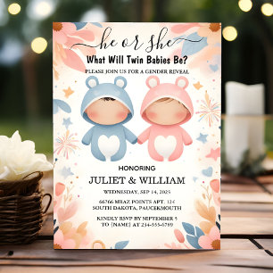 Spel Oh Baby Joint Dual Two Twin Gender Reveal Inbjudningar