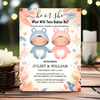 Spel Oh Baby Joint Dual Two Twin Gender Reveal Inbjudningar