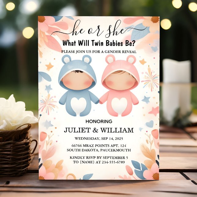 Spel Oh Baby Joint Dual Two Twin Gender Reveal Inbjudningar (Skapare uppladdad)