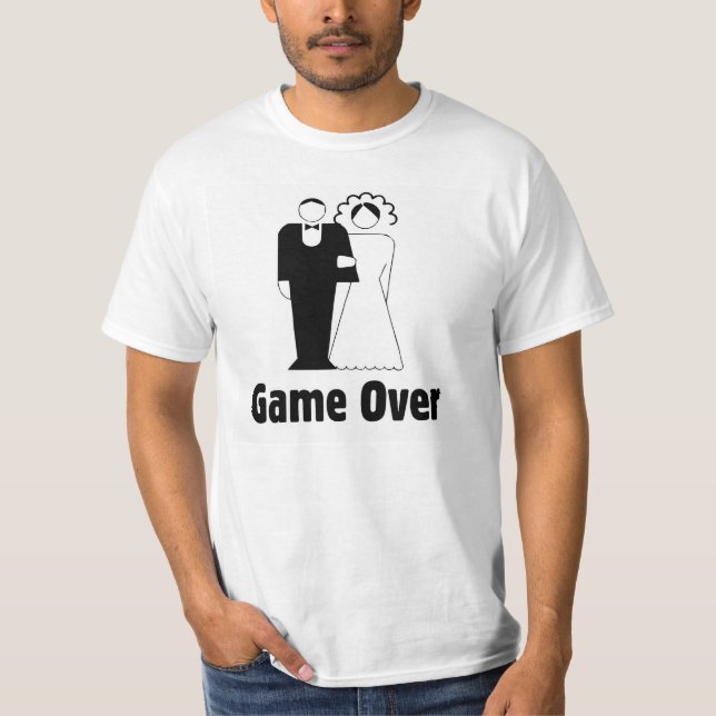 Spel över. Bröllop, giftermål lustig t-shirt (Framsida)