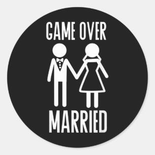 Spel över gift Bröllop Bride Groom Ny gifta Runt Klistermärke