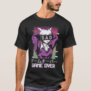 Spel över japansk estetisk Ledsen Anime Vaporwave T Shirt