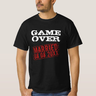 Spel över lustig skjorta med bröllop dejt frimärke t shirt