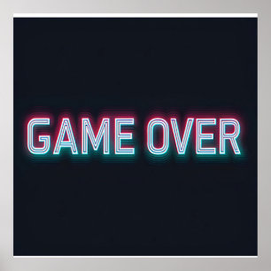 Spel över Neon-signatur Retro Glowing Arcade Des Poster